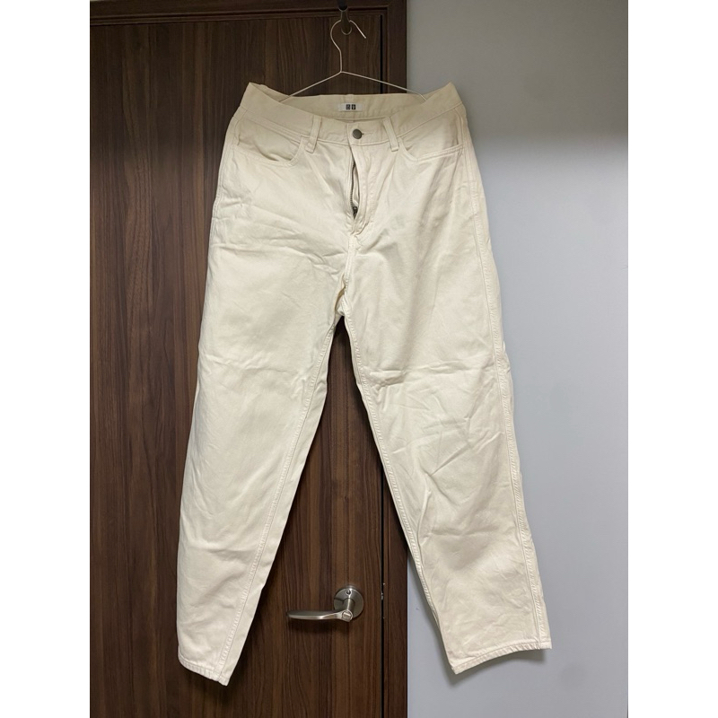 全新 Uniqlo U系列 直筒牛仔寬褲 米白 男 女