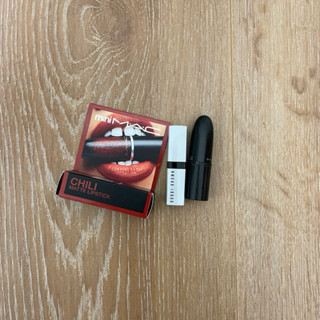 二手 Mac 子彈唇膏 Chili 與 bobbi brown 迷你唇膏 Bare Melon 學生化妝品 迷你時尚
