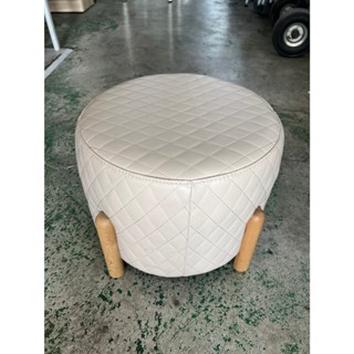 【全國二手傢俱館】＊樣品＊輕奢奶茶色牛皮小圓凳/小矮凳/中古小板凳/等候椅/沙發椅/二手矮椅/中古小椅子/休閒椅/二手家