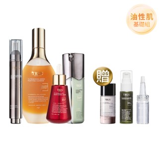 【TRUU童】油肌禮包｜76酵母潔顏露+5%杏仁酸+45淨化安瓶+99平衡乳送美白平衡露-30ml+泡泡面膜-30ml