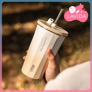 【泰碩TYESO】吸管咖啡杯 600ml 304不銹鋼杯 保溫杯 保冷杯 咖啡杯 飲料杯 伸縮吸管 雙層真空保溫