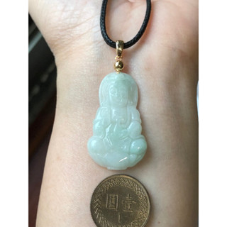 緬甸玉天然A貨翡翠玉墜 糯冰種 淡綠 觀音 觀世音 觀音菩薩