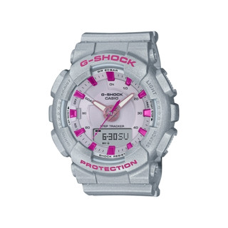 【CASIO 卡西歐】G-SHOCK 甜美龐克雙顯手錶 銀 GMA-S130NP-8A 45.9mm