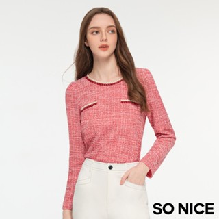 SO NICE 法式小香風上衣｜黑/紅｜小香風女裝｜都會時尚女裝【73531001】