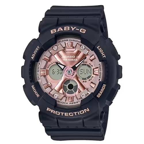 【CASIO 卡西歐】BABY-G 時尚雙顯腕錶_BA-130-1A4_黑粉_43.3mm