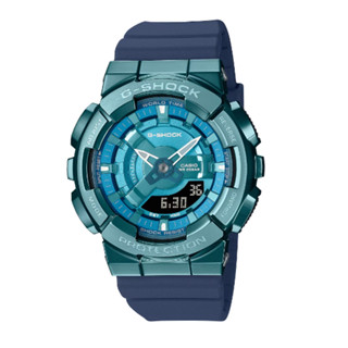 【CASIO 卡西歐】G-SHOCK 金屬色雙顯電子錶 科技藍 GM-S110LB-2A 40.4mm