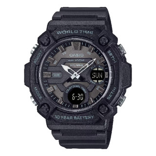 CASIO卡西歐 AEQ-120W-1BV 10年電力超大尺寸錶殼雙顯錶 黑麵 52.2mm