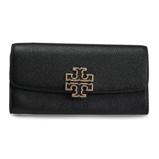 Tory Burch #159227 Britten 黑金 鏤空logo 扣式長夾 信封長夾