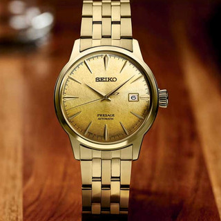 折扣私訊SEIKO 精工 Presage 金色調酒系列經典機械錶 SRPK46J1 / 4R35-01T0Q