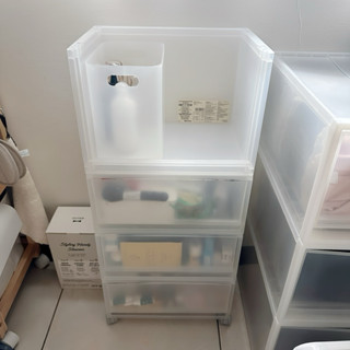 （狀況良好）MUJI 無印良品 PP收納架 聚丙烯資料盒 橫式 深型 附滾輪 深大型 PP收納箱 衣物收納 二手