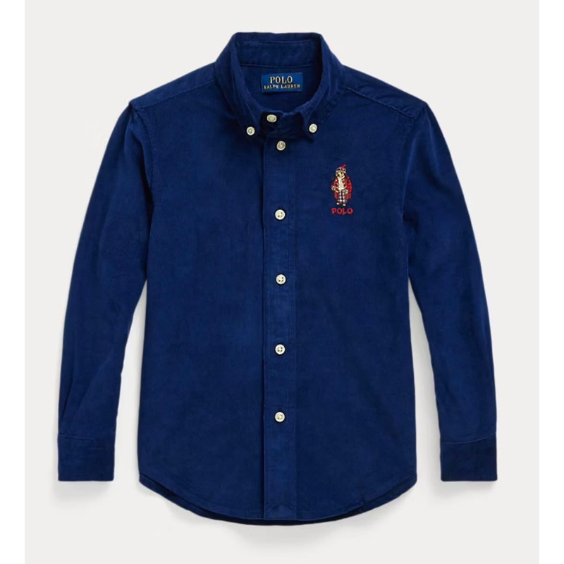 Polo ralph lauren 男大童男童熊熊襯衫（燈芯絨材質）