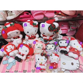 ♥小公主日本精品♥ Hello Kitty 美樂蒂 酷洛米 絨毛玩偶娃娃 床頭娃娃 居家擺飾 聖誕造型系列 節日禮物 ~