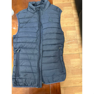 ARMANI JENAS二手輕羽絨立領背心（深藍S)