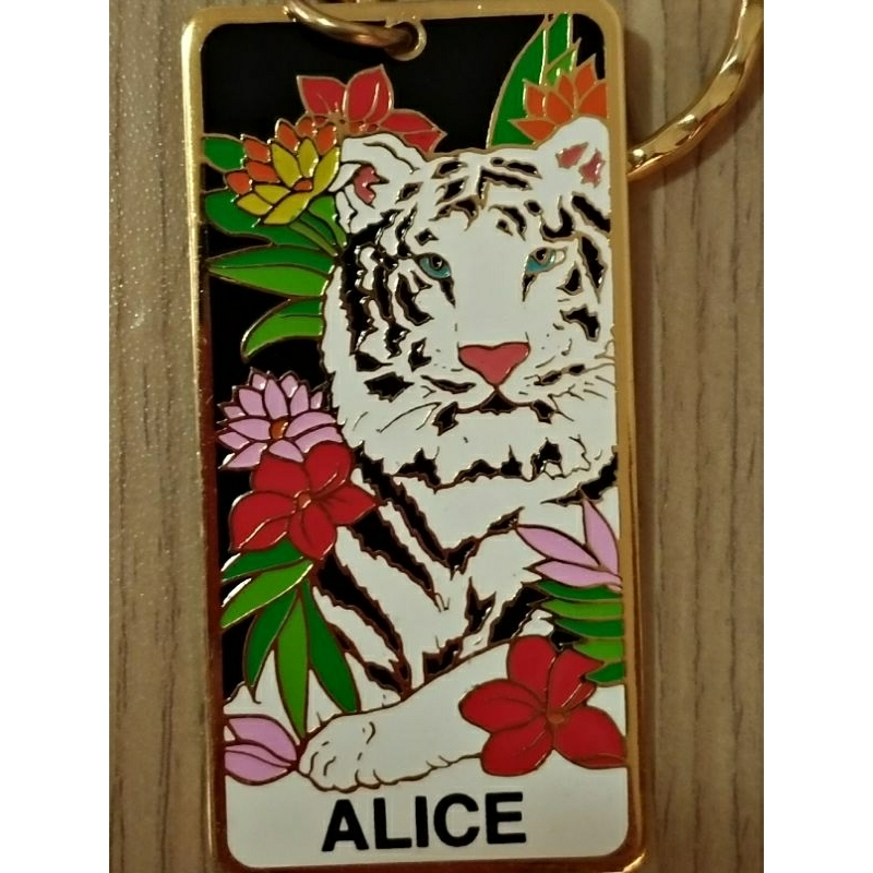美國拉斯維加斯Las Vegas帶回紀念品-白老虎秀愛麗絲金屬鑰匙圈-Siegfried and Roy