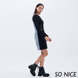 SO NICE【特惠】造型拉鍊後拼接牛仔洋裝｜都會時尚女裝 【75344021】