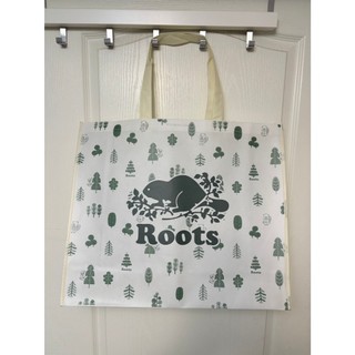 【加拿大品牌】ROOTS 全新 限量 森林系 植物 大自然 米白 大容量 大型 購物袋 手提袋