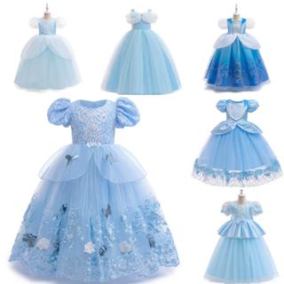 【Cherry】萬聖節公主系列套裝灰姑娘女童公主裙禮服冰雪奇緣刺繡連衣裙泡泡袖蓬蓬