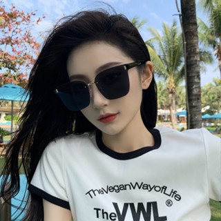 韓系 無邊框墨鏡 優雅高質感仙女太陽眼鏡 精緻流行墨鏡 百搭抗UV400 遮陽眼鏡 74357