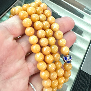 天然緬甸玉翡翠A貨 黃翡翠玉球項鍊8mm 雞油黃 高品值得收藏 可帶開臺灣證書 A91