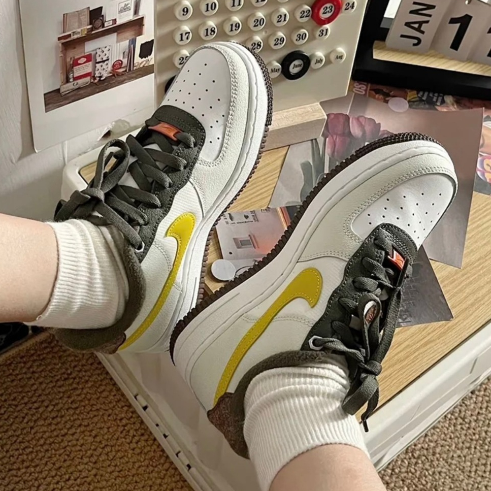 S.G Nike Air Force 1 LV8 GS FV3647-171 大童 女鞋 綠 黃 橘 麂皮 拼接 AF1