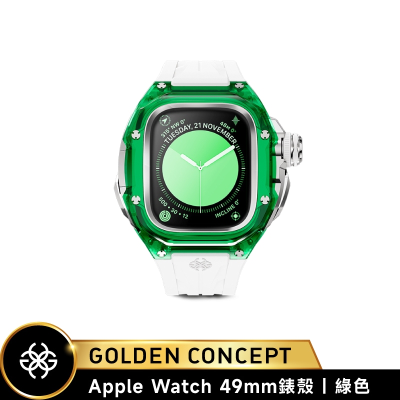 Golden Concept Apple Watch 49mm RSTRIII49-TG-WH 綠色錶框 白色橡膠錶帶