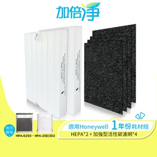 【加倍淨】適用Honeywell HPA-200APTW HPA-5250WTWV1空氣清淨機 一年份HEPA濾心耗材組