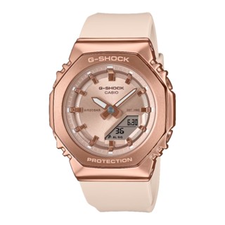 【CASIO】卡西歐 俐落時尚金屬外觀雙顯腕錶 玫瑰金白錶帶 40.5mm GM-S2110PG-4A