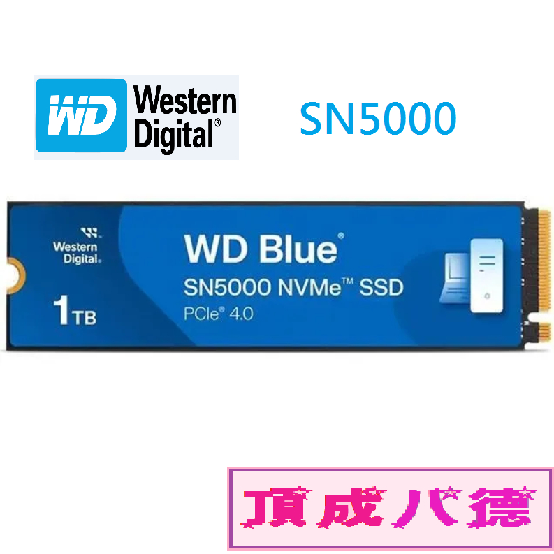 WD 藍標 SN5000 500GB 1TB TLC M.2 2280 SSD NVMe Gen 4 x4 固態硬碟