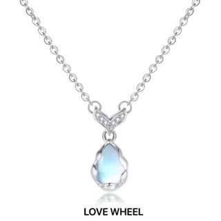 LOVE WHEEL【附精美禮盒】 S925全純銀 小美人魚尾的眼淚💧水滴 月光石 鎖骨 純銀項鍊 情人節 禮物 生日