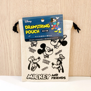 日本帶回 Disney迪士尼 MICKEY米奇家族 米奇好朋友 帆布束口袋 縮口袋 收納袋 抽繩袋 帆布 巾著