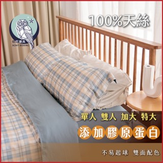 《伯尼寢具 現貨》藍調時光 床包兩用被組 天絲60支 tencel 床包 枕套 裸睡 床單 100%萊賽爾纖維 天然防蟎