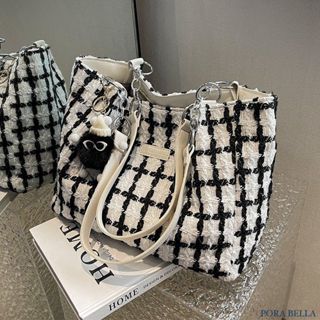 <Porabella>簡約休閒 秋冬時尚格紋單肩包托特包 ins風 送女友 情人節禮物首選 Shoulder Bags