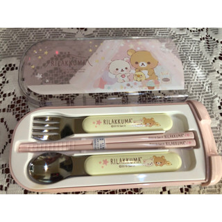 ~~凡爾賽生活精品~~全新日本進口可愛拉拉熊造型環保湯匙.叉子.筷子組~日本製