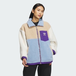 全新吊牌在 Adidas Sherpa JKT W IN0987 女 L 立領外套 三葉草 羊羔絨 拚色 泰迪熊毛毛外套