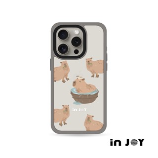 INJOY｜iPhone 16/15 手機殼 慵懶水豚 磨砂 MagSafe 磁吸防摔手機殼