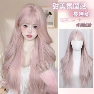 🔥臺灣發貨🔥整頂假髮 假髮 空氣劉海 假髮女 wig 假髮 逼真捲髮發空氣劉海中長髮 髮片髮帶 女生假髮 假頭髮