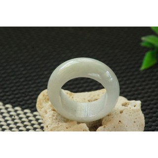 熱賣U3750戒指❀ 10# 翡翠玉天然A貨水潤白底寬版戒圈指環戒子【緬甸玉翠軒】玉首飾品 男女款式 尾戒