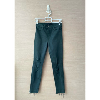美國牛仔褲 J Brand 尺碼26 墨綠色破洞彈性牛仔褲