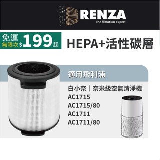適用PHILIPS飛利浦 AC1715 AC1711 白小奈空氣清淨機FY1700 奈米級HEPA活性碳濾網 濾芯