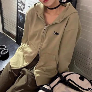 【KT USA】LEE刺繡小LOGO 連帽外套 外套 棉外套 韓國代購 雙拉鍊