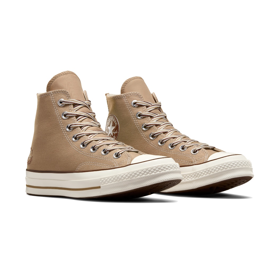 CONVERSE【授權專賣店】男女高筒帆布鞋 休閒鞋 A12447C- 咖啡棕 雙鞋帶 CHUCK 70 三星標