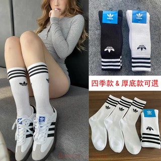 【3雙入】Adidas 三葉草 男女款長襪 四季款薄襪 厚底襪 長襪 三葉草條紋襪子 三葉草襪子 adidas襪子
