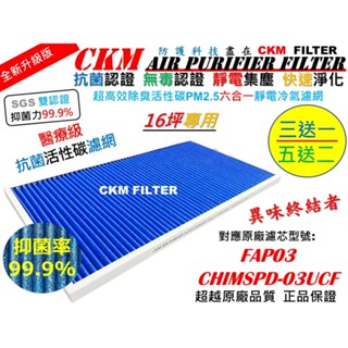 【CKM】6層 抗菌 適 3M 16坪 03UCRC 活性碳濾網 靜電濾網 芯 同CHIMSPD-03UCF FAP03
