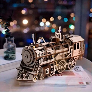 轉蛋玩具館 Robotime ROKR 立體 木製 組裝模型 火車 LK701 259 發條可動 加贈泰迪小屋 現貨