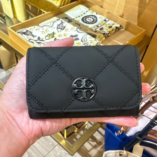TORY BURCH Willa 對折短夾 卡夾 卡包 零錢包 消光黑 牛皮