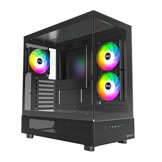 ~逢甲星逵電腦~ MONTECH XR 全景電腦機殼 內建ARGB PWM風扇x3 全新品 黑色