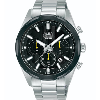 ALBA 雅柏 ACTIVE 極速鋒潮計時男錶 43.2MM 黑x銀 (AT3J87X1／VD53-X402D)