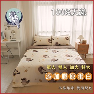 《伯尼寢具 現貨》鴨嘴獸 床包兩用被組 天絲60支 tencel床包 枕套 床單 100%萊賽爾纖維 防蟎 新增膠原蛋白