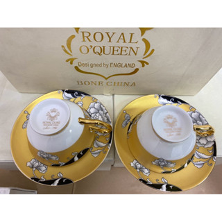 《 china bone 》 骨瓷杯盤組 Royal Duke骨瓷咖啡杯盤組 黃金富貴 非陶瓷馬克杯對杯 附禮盒
