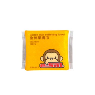 【e-Sal Monkey】全棉柔膚巾 20抽(20x20cm/抽) 乾濕兩用 洗臉巾 臉部清潔